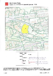 Hlavní město Praha, Cenová mapa stavebních pozemků pro rok 2026. Mapa zobrazuje oblast Veleslavína se zvýrazněnou žlutou plochou. Informace o pozemku: Katastrá…