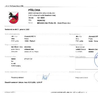 Příloha účetní závěrky územního samosprávného celku: Městská část Praha 20 - Horní Počernice (IČO: 00240192). Období: 12 / 2025. Sestaveno ke dni 31. prosince…