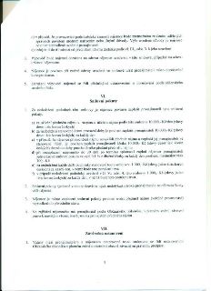 Strana 4 nájemní smlouvy obsahující body d) a e) výpovědi, body 3-5 o doručování, článek VI. Smluvní pokuty (body 1a-1f, 2-4) a článek VII. Závěrečná ustanoven…