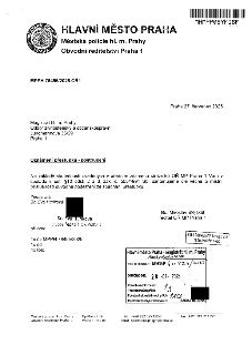 Hlavní město Praha, Městská policie hl. m. Prahy, Obvodní ředitelství Praha 1. MPPH 78455/2025-OŘ1. Praha 27. červenec 2025. Magistrát hl. m. Prahy, Odbor živn…