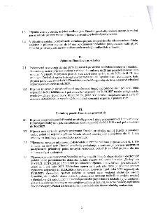 Strana 2 smlouvy o poskytnutí finančních prostředků. Obsahuje články: 1.3 (změna projektu), 1.4 (nesouhlas poskytovatele), II. Splatnost finančních prostředků…