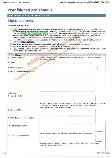 Formulář 'Vzor žádosti pro Téma 3' pro dotační program 'Zdravá Šestka 2027 - dotační řízení na realizaci aktivit v oblasti prevence rizikového chování'. Obsahu…