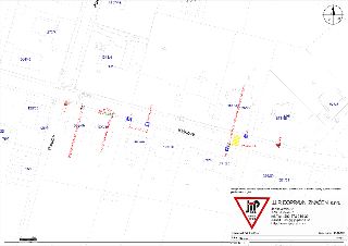 Situační nákres dopravního značení pro ulici Klánova a Polední (J.I.P. DOPRAVNÍ ZNAČENÍ s.r.o., datum 14.09.2026, ulice Klánova, Praha 4). Obsahuje parcelní čí…