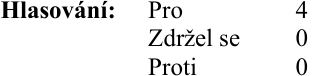 Výsledek hlasování: Pro 4, Zdržel se 0, Proti 0.