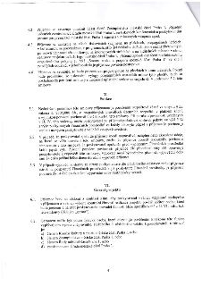 Strana 4 smlouvy obsahující články IV, V a VI. Článek IV (4.2-4.4) definuje povinnosti příjemce ohledně prezentace projektu a propagace městské části Praha 1.…