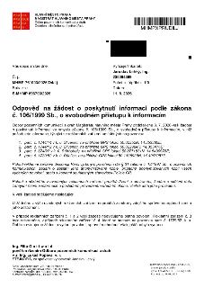 Odpověď na žádost o poskytnutí informací podle zákona č. 106/1999 Sb., o svobodném přístupu k informacím. Magistrát hlavního města Prahy, Odbor pozemních komun…