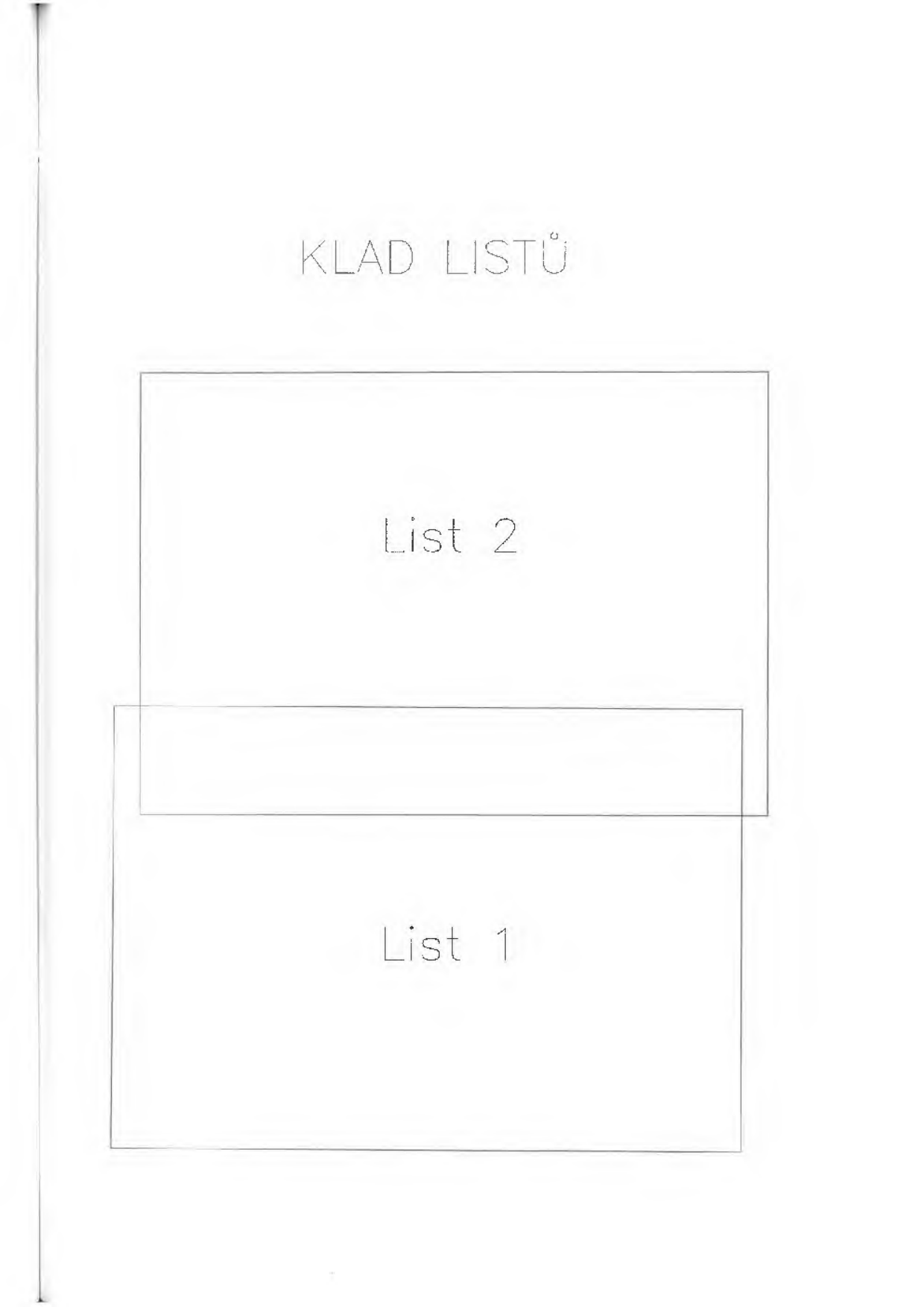 Klad listů, obsahující List 1 a List 2.