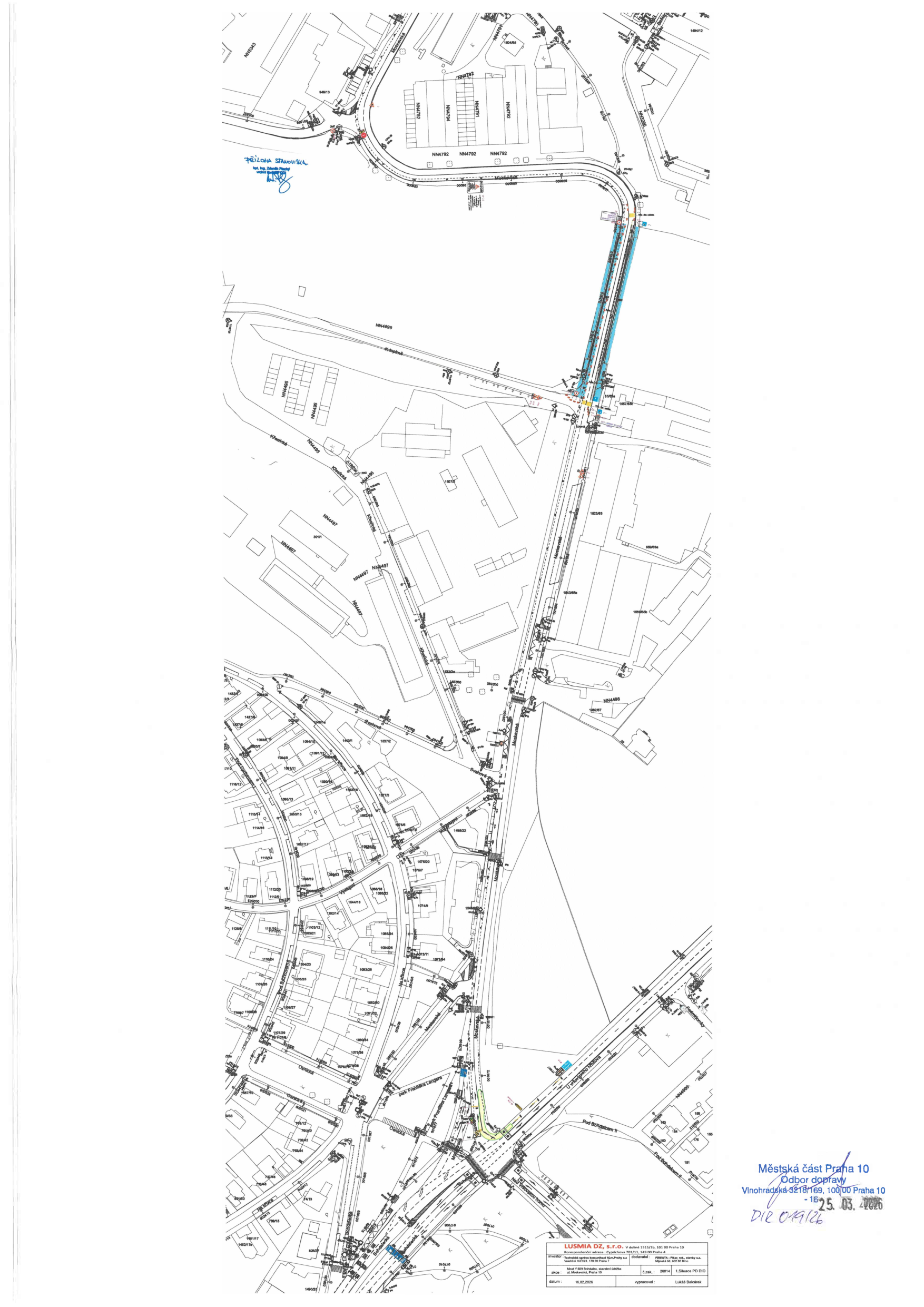 Koordinační situační výkres dopravního značení a úprav komunikace.