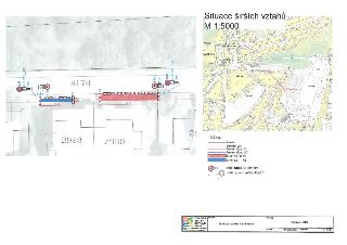 Situační plán a dopravní značení (Situační výkres) pro stavbu Novostavba vily Na Mišánce, měřítko 1:5000 a detailní situace 1:250, datum 25.09.2026. Obsahuje p…