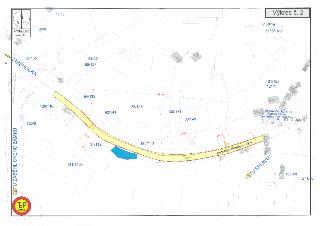 Výkres č. 2 – Situační plán pro autobus kloubový 18 m (Záběhlická / U Splavu), měřítko 1:350, formát A3. Vyznačená trasa projetí autobusu (žlutá/červená trajek…