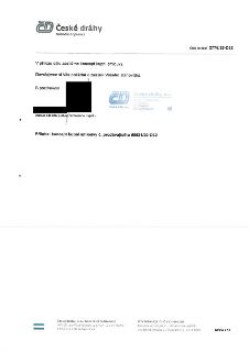 Průvodní dopis společnosti České dráhy, a.s. (Národní dopravce) týkající se zaslání konceptu kupní smlouvy. Číslo jednací: 2776/25-032. Předmět: zaslání koncep…