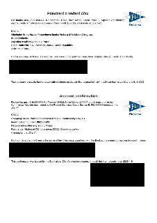 Potvrzení o vedení účtu (Account confirmation) vystavené bankou Fio banka, a.s. pro klienta Potravinová banka Praha a Středočeský kraj, z.s., IČ: 0026558491, s…