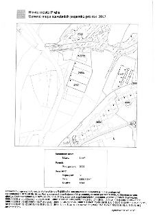 Hlavní město Praha, Cenová mapa stavebních pozemků pro rok 2017. Mapa zobrazuje parcely s vyznačenými cenami za m² (hodnoty 2200, 2980, 7000, 3000, 5370). V do…