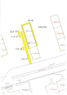 Katastrální mapa zobrazující parcely v oblasti ulice Choceradská. Jsou zde vyznačeny a očíslovány pozemky jako 2848/290, 2848/291, 2848/292, 2848/302, 2848/303…