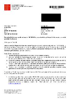 Naskenovaná stránka textového dokumentu: Hlavní město Praha, Magistrát hlavní městy Prahy, Odbor investiční, Oddělení právní. Váš dopis zn./ze dne: 24.09.2026.…