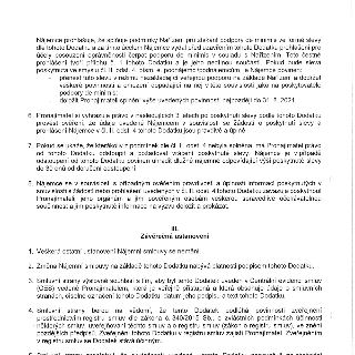 Textová část dodatku nájemní smlouvy týkající se poskytnutí podpory de minimis. Obsahuje následující body: Nájemce prohlašuje splnění podmínek pro získání podp…