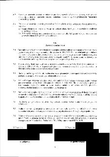 Text smlouvy, body 6.3 až 7.8. Obsah: 6.3. Garant je oprávněn zúčastnit se projektu a provést kontrolu. 6.4. Příjemce se zavazuje umožnit vstup na akce a posky…