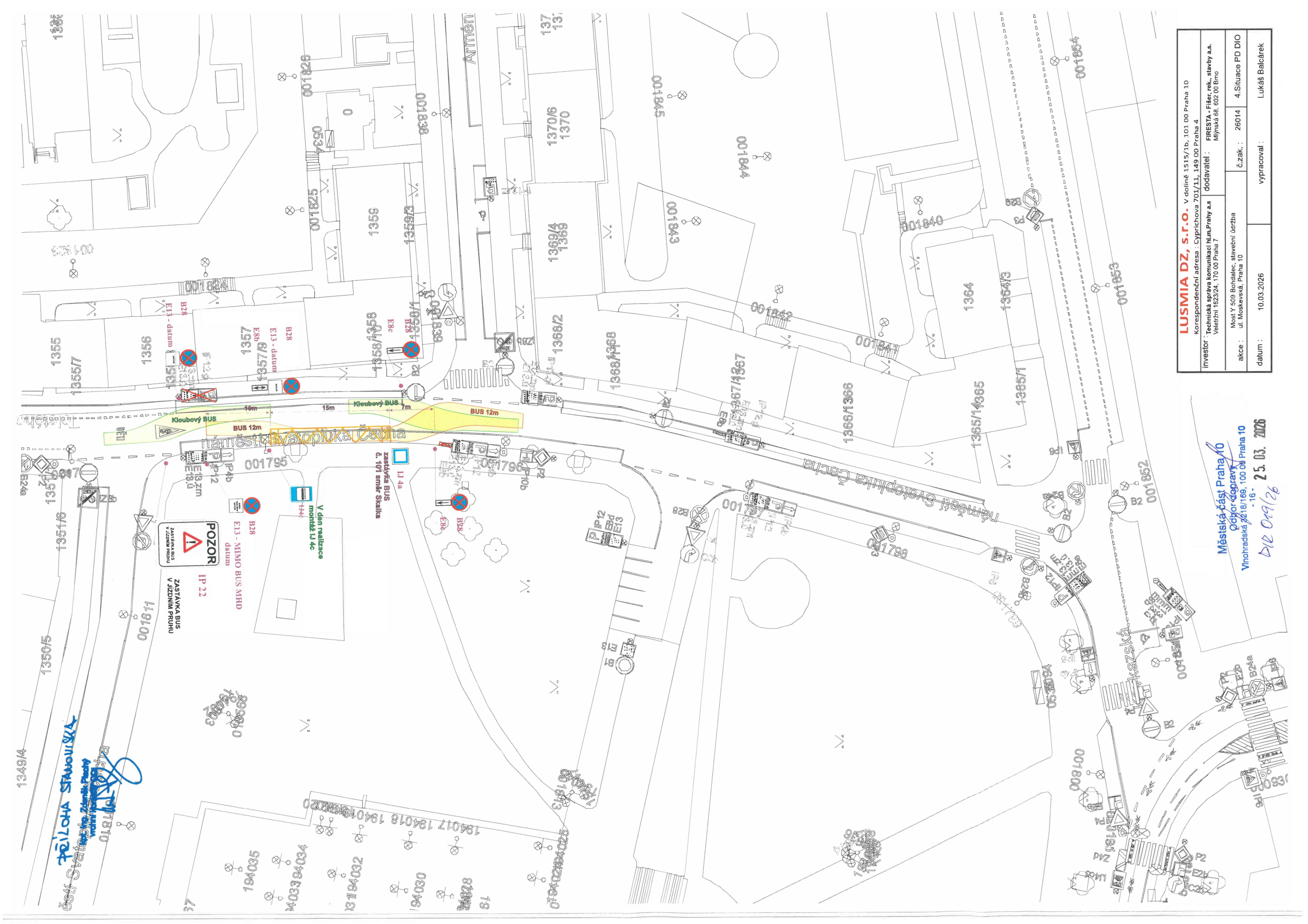 Dopravně-inženýrské situační schéma umístění autobusové zastávky.