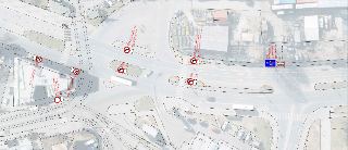 Situační nákres dopravního značení a uspořádání komunikace s vyznačenými dopravními značkami (IP19, B24b, B24a, E13, B1) a popisy dopravních omezení.