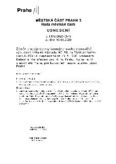 Usnesení Rady městské části Praha 3 č. RMČ/2026/0575 ze dne 10.06.2026. Předmětem je záměr prodeje stavby kontejnerového stanoviště, vybudovaného na náklady MČ…