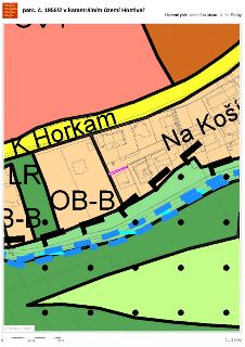 Výřez z územního plánu sídelního útvaru hl. m. Prahy pro parcelu č. 1956/2 v katastrálním území Hostivař. Mapa zobrazuje funkční plochy (např. OB-B, LR), uličn…