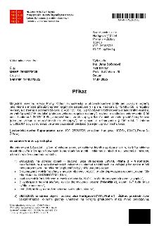 Příkaz - Magistrát hlavní Města Prahy, Odbor živnostenský a občansk správní, Č. j.: MHMP 768627/2025, Sp. zn.: S-MHMP 174931/2025, Vyřizuje: Ing. Jana Bočanová…