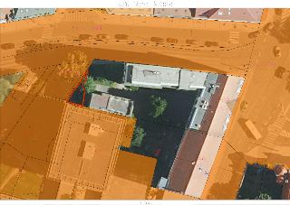 Katastrální mapa území k.ú. Nové Město. Zobrazené parcely a čísla popisná: 1259, 2434/5, 2434/3, 1258/1, 1258/2, 1257, 1256/3, 1256/4 (č.p. 2077), 1256/1, 1256…