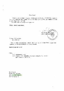 Poučení o možnosti podat odvolání proti rozhodnutí podle § 53 zák. č. 71/1967 Sb., o správním řízení, do 15 dnů ode dne doručení k Ministerstvu dopravy a spojů…