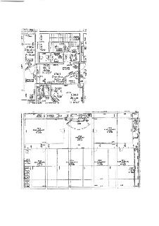 Stavební výkres (půdorys) prostor. Horní část: C004 Chodba beton 16.17m2, C003 WC 2 dlažba 4.59m2, C001 Chodba dlažba 25.91m2, C002 WC M dlažba 2.30m2, C057 WC…