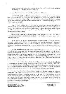 Strana 3 úředního dokumentu týkajícího se zničení objektu čekárny, který byl kulturní památkou. Obsah: Informace o kupní smlouvě ze dne 5.11.2007 mezi TIP Esta…