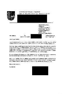 Úřední dopis Městské části Praha-Čakovice ze dne 1. října 2024 adresovaný Magistrátu hl. m. Prahy, k rukám Ing. Patrika Paneše, Ph.D. Předmětem dopisu je žádos…
