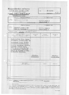 Hospodářská smlouva o převodu správy národního majetku (§ 347 hospodářského zákoníku).
Číslo jednací: BS 423/95, 974/0107, 6/86a.
Předávající organizace: Výsta…