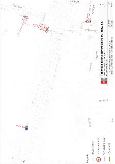 Situační plán dopravního značení pro mosty Y504.1 a Y504.2 (Černokostelecká). Dokument obsahuje technickou správu komunikací hl. m. Prahy, a.s. (TSK). Vyznačen…