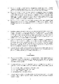 Strana 4 smlouvy obsahující body 4.2 až 6.3. Body 4.2-4.4 definují povinnosti příjemce ohledně prezentace projektu a užití loga městské části Praha 1. Článek V…
