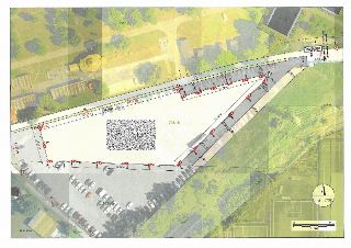 Situační nákres / plán uzavírky parkoviště a dopravního značení na parcelách 735/15, 735/35, 735/1 a okolí. Obsahuje číselná označení parcel (735/15, 735/35, 7…