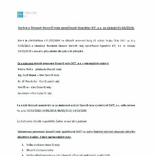 Zpráva o činnosti Dozorčí rady společnosti Operátor ICT, a.s. za období 01-03/2019, která je předkládána k 31/03/2019 na základě usnesení Rady hl. města Praha…