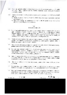 Část smlouvy obsahující body 6.3 až 7.8. Bod 6.3 a 6.4 definují práva a povinnosti garanta a příjemce. Článek VII. 'Závěrečná ustanovení' obsahuje body 7.1 až…