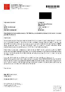 Úřední dopis Magistrátu hlavního města Prahy, Odbor památkové péče, ze dne 26.8.2026. Předmět: Poskytnutí informace podle zákona č. 106/1999 Sb. o svobodném př…