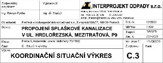 Inženýrské razítko projektové dokumentace. Zodpovědný projektant: Ing. Roman Pýcha. Vypracoval: Ing. Jiří Maršál. Firma: INTERPROJEKT ODPADY s.r.o., Heleny Mal…
