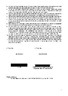 Závěrečná ustanovení smlouvy (body 3-11): 3. Návrh na vklad podává nabyvatel. 4. Postup při zamítnutí vkladu. 5. Smlouva obsahuje úplné ujednání. 6. Změny pouz…