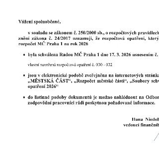 Vážení spoluobčané, v souladu se zákonem č. 250/2000 sb., o rozpočtových pravidlech ve znění zákona č. 24/2017 oznamuji, že rozpočtová opatření, který mění roz…