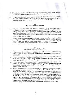 Strana 2 smlouvy o poskytnutí finančních prostředků. Obsahuje body: 1.3 (změna projektu), 1.4 (nesouhlas poskytovatele), II. Splatnost finančních prostředků (2…