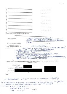 Naskenovaný dokument s rukopisnými poznámkami: Předané dokumenty: DSPS (profese) a manuály. Budou zaslány elektronicky, papírové výtisky budou předány po celko…
