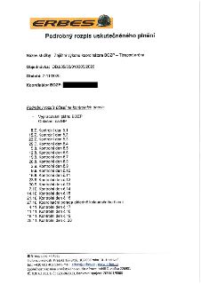 Podrobný rozpis uskutečněného plnění od společnosti ERBES. Název služby: Zajištění výkonu koordinátora BOZP - Tipsport aréna. Objednávka: OBJ/35/03/010305/2020…