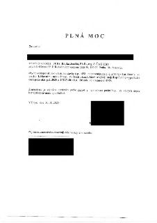 PLNÁ MOC. Zmocnitel (začerněno) zmocňuje advokáta JUDr. Radka Jonáše, Ph.D., reg. č. ČAK 8519, advokátní kancelář U Roháčových kasáren 1555/10, 100 00 Praha 10…