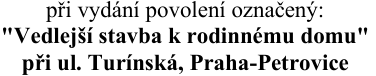 Text z úřední desky: při vydání povolení označený: "Vedlejší stavba k rodinnému domu" při ul. Turínská, Praha-Petrovice