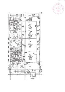 Půdorysný plán podlaží budovy s označením místností a jejich plochami v m2. Seznam místností: C101 Chodba (14,47 m2), C102 Chodba (32,66 m2), C103 WC (7,33 m2)…