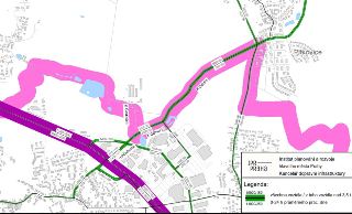 Mapa intenzity dopravy v oblasti Pitkovic a okolí ulice K Dálnici. Legenda uvádí: 'Institut plánování a rozvoje hlavního města Prahy, Kancelář dopravní infrast…