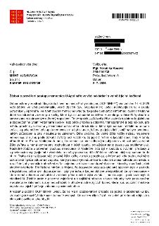 Úřední dopis Magistrátu hlavního města Prahy, Odbor ochrany prostředí, Oddělení právní. Č. j.: MHMP 625216/2026, Sp. zn.: S-MHMP 618148/2026, datum 8. 7. 2026.…