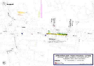 STŘELNIČNÁ (ZAST. TRAM KYSELOVA) - 3. ETAPA. Dopravní značení v místě prací při zlepšení parametrů zastávky „Kyselova“ směr z centra (zlepšení parametrů zastáv…